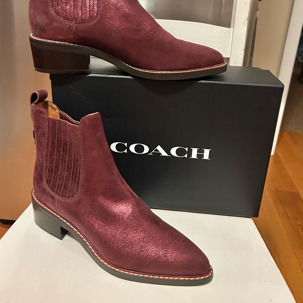 Coach Burgundy Bowery Ankle Booties